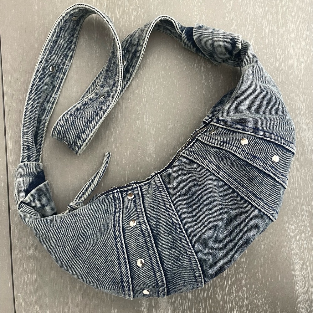 Cute denim bag with studs, our last drop of handcrafted studded bags.